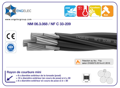 0.6/1kV TORSADE Aluminium CÂBLE PRC ISOLÉ NF C 33-209