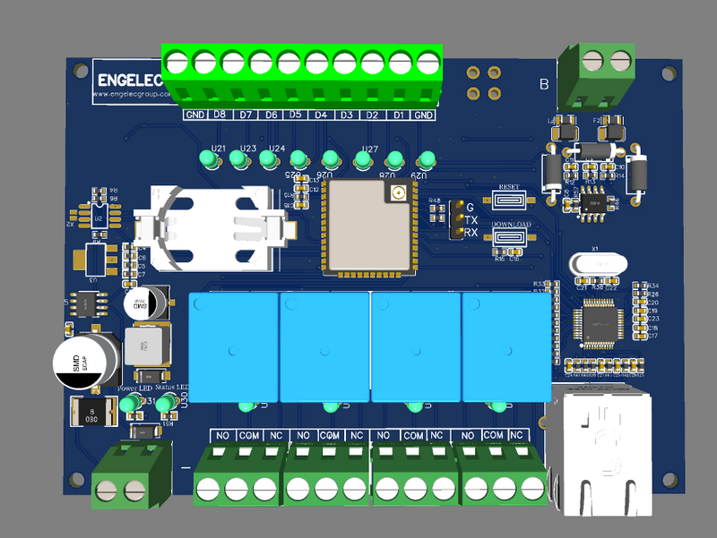 ESP32 Relay Switch BLE4.2+WIFI+RS485+LAN multi-communication interface 4 channels